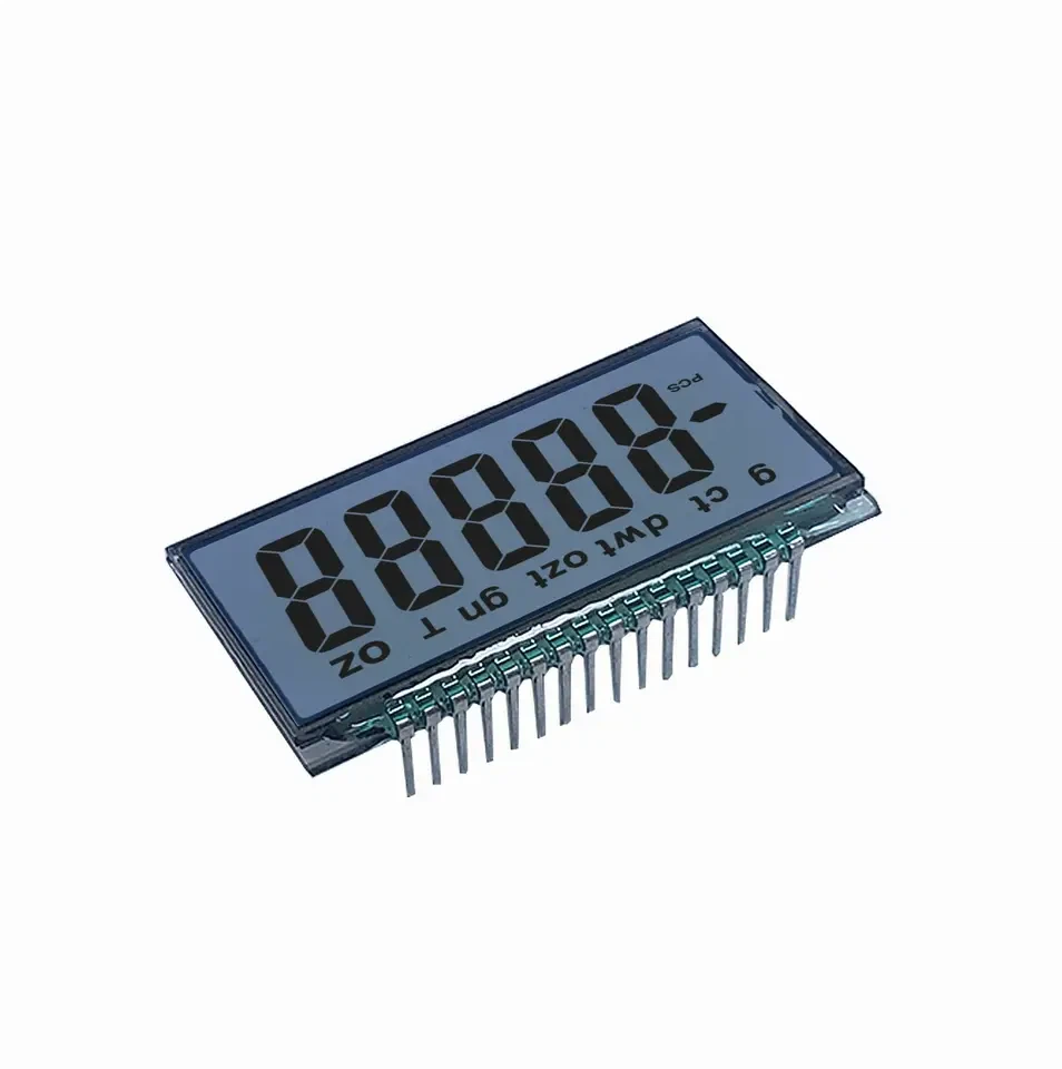 7 segmentu vienkrāsains pielāgots 16-pin LCD displejs
